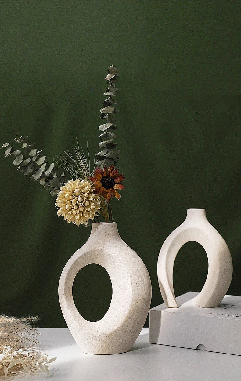 Nordic Ceramic Vase Set: Modern Decor for Living Room