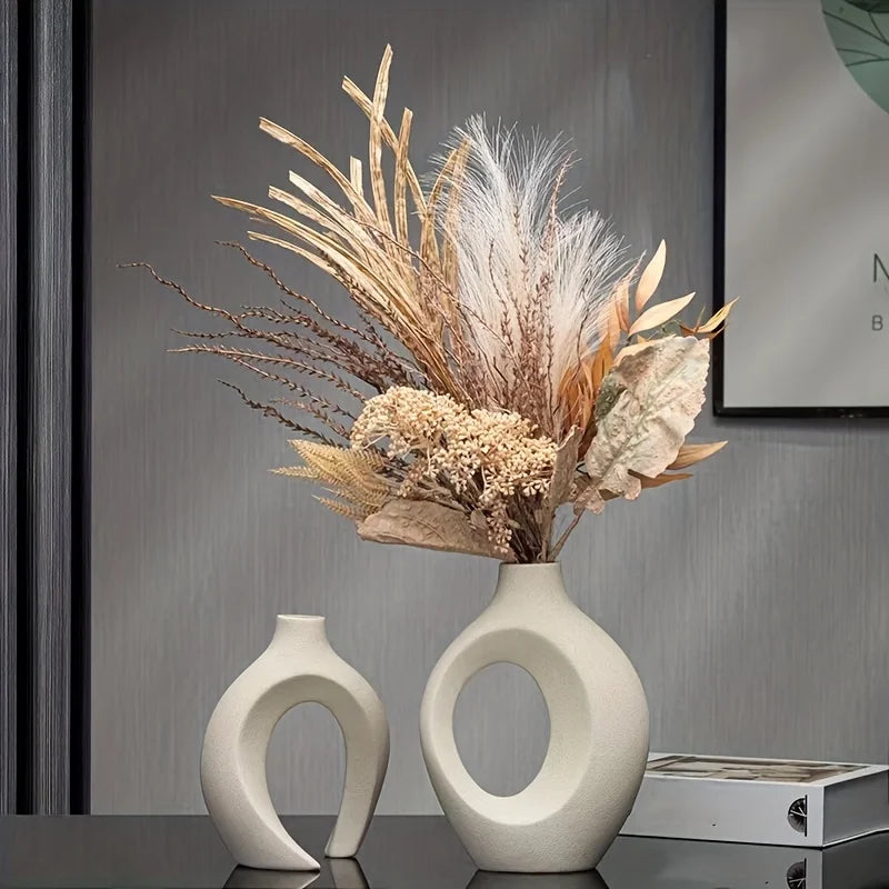 Nordic Ceramic Vase Set: Modern Decor for Living Room