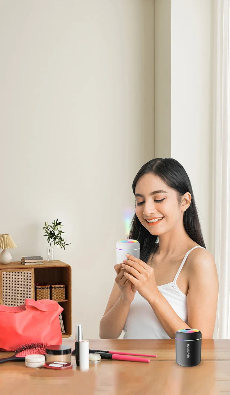 AromaGlow USB Mini Humidifier: Essential Oil Diffuser with Soft LED Lights