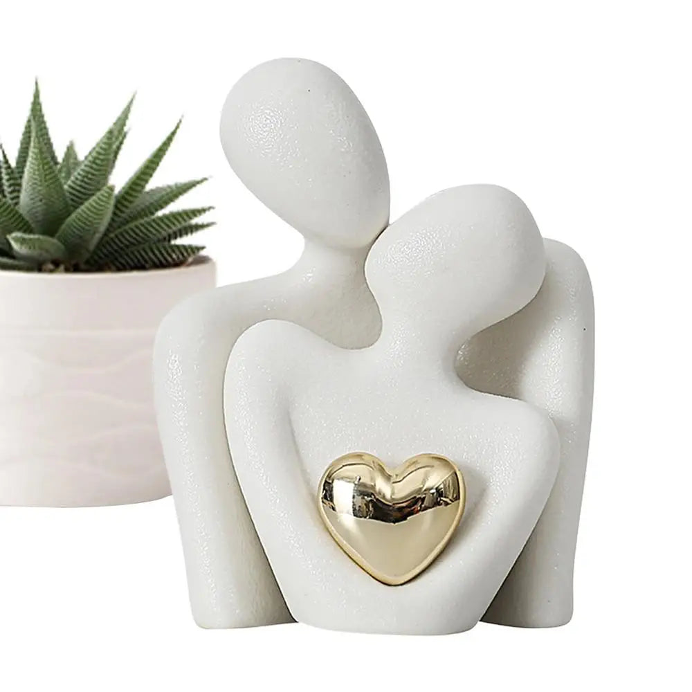 Nordic Embrace Ceramic Couple Sculpture Couple Ornament