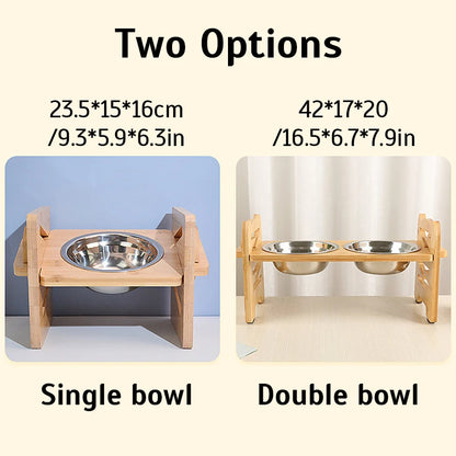 Adjustable Dog Feeding Stand with Stainless Steel Food Bowls