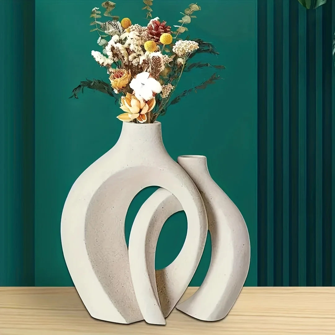 Nordic Ceramic Vase Set: Modern Decor for Living Room