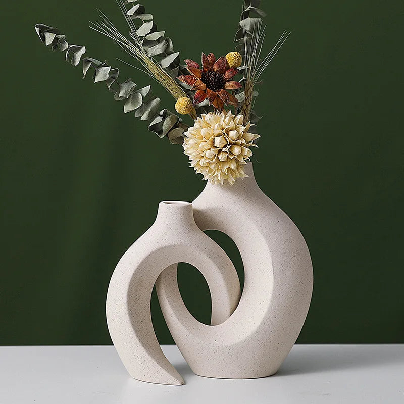 Nordic Ceramic Vase Set: Modern Decor for Living Room