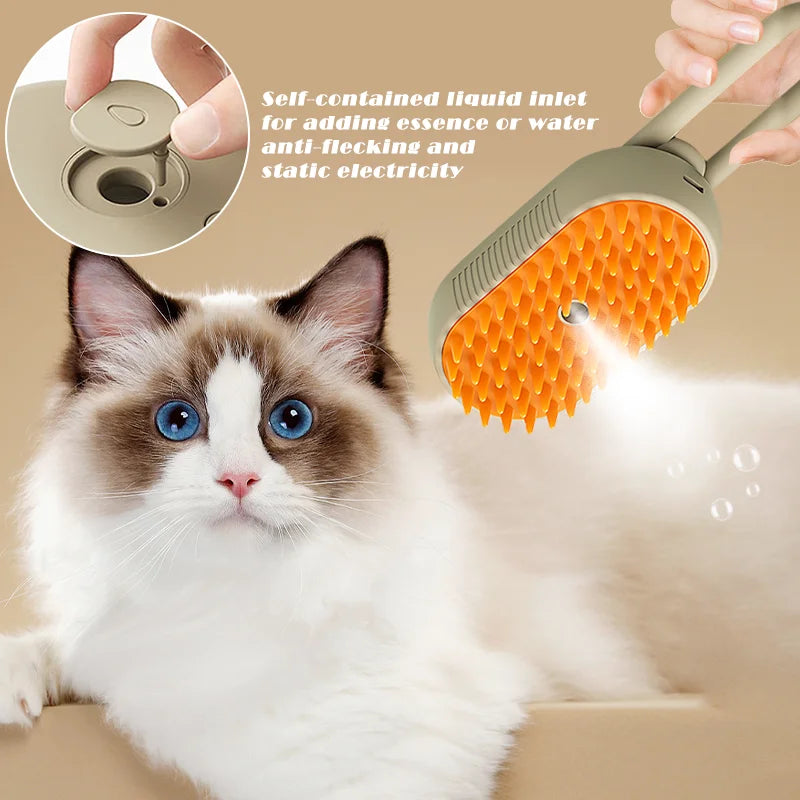 3-in-1 Electric Pet Grooming Brush with Massage & Spray