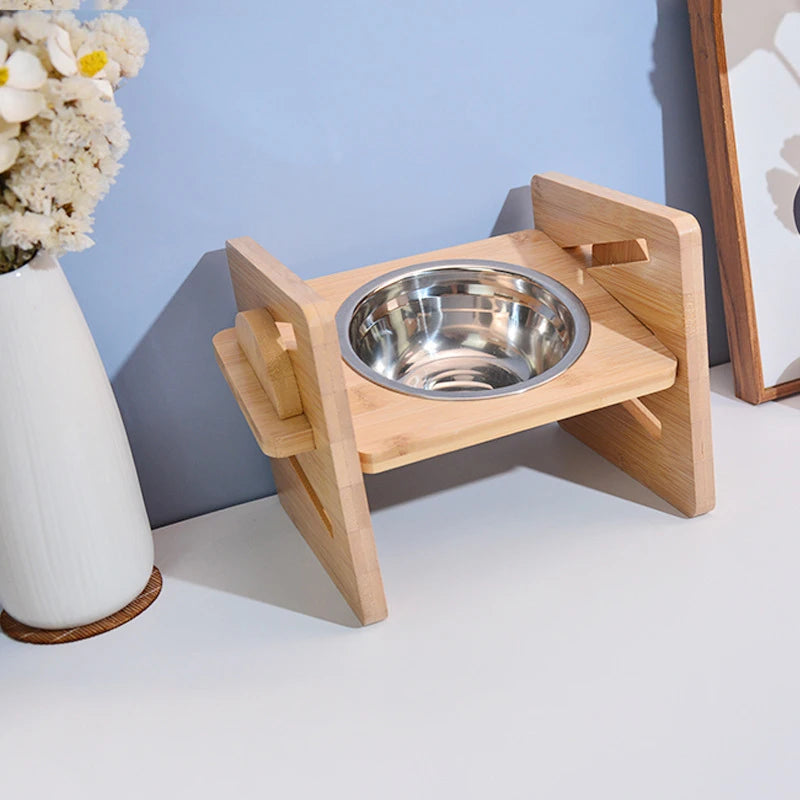 Adjustable Dog Feeding Stand with Stainless Steel Food Bowls