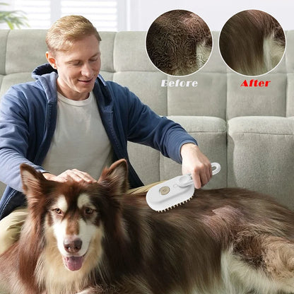 3-in-1 Electric Pet Grooming Brush with Massage & Spray