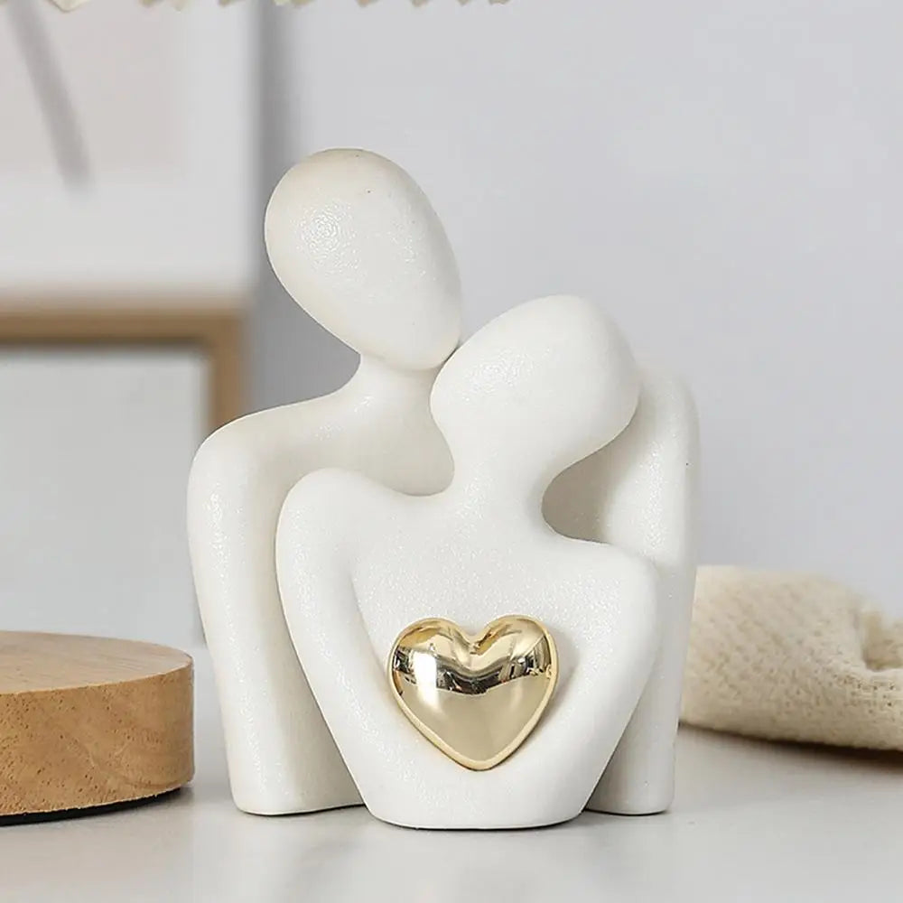 Nordic Embrace Ceramic Couple Sculpture Couple Ornament